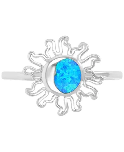 Macy's Sun Shape Opal (0.25 Ct. T.w.) Ring In Sterling Silver