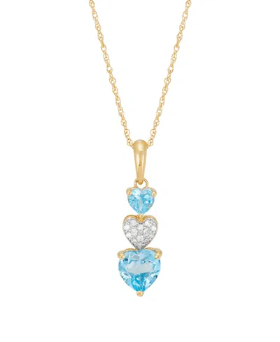 Macy's Swiss Blue Topaz (1-1/5 Ct. T.w.) & Diamond Accent Heart Pendant Necklace In 14k Yellow Gold-plated  In Gray