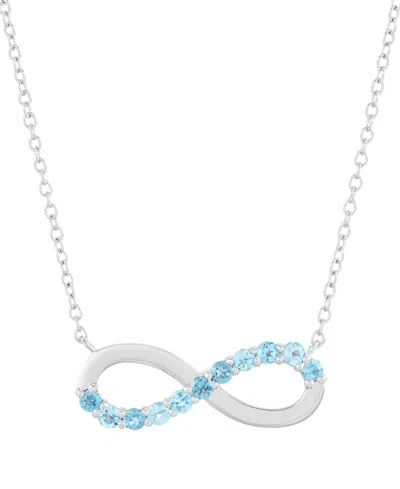 Macy's Swiss Blue Topaz (1/2 Ct. T.w.) Infinity Pendant Necklace In Sterling Silver In Metallic