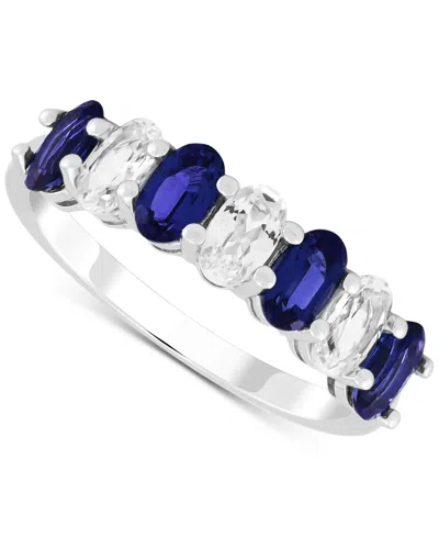 Macy's Swiss Blue Topaz (1/3 Ct. T.w.) & Lab-grown White Sapphire (1/3 Ct. T.w.) Seven Stone Ring (also In