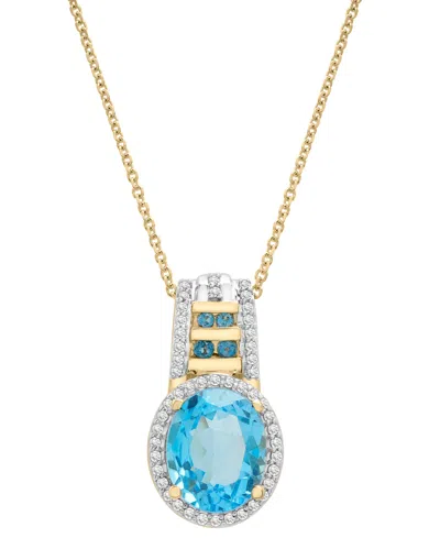 Macy's Swiss Blue Topaz (3-1/5 Ct. T.w.), London Blue Topaz (1/6 Ct. T.w.) & Diamond (1/5 Ct. T.w.) Pendant