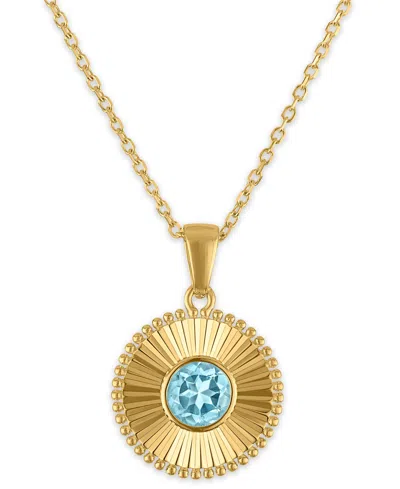 Macy's Swiss Blue Topaz (3/8 Ct. T.w.) Diamond Cut Round Pendant Necklace In 14k Yellow Gold (also Availabl