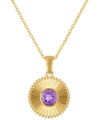 Macy's Swiss Blue Topaz (3/8 Ct. T.w.) Diamond Cut Round Pendant Necklace In 14k Yellow Gold (also Availabl