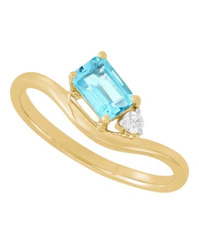 Macy's Swiss Blue Topaz (5/8 Ct. T.w.) & Diamond Accent Ring In 14k Yellow Gold-plated Sterling Silver