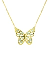 Macy's Swiss Blue Topaz Openwork Butterfly 18" Pendant Necklace (1/2 Ct. T.w.) In 14k Gold-plated Sterling In Swiss Blue Topaz