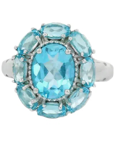 Macy's Swiss Blue Topaz Oval Halo Statement Ring (4-3/8 Ct. T.w.) In Sterling Silver In Ss