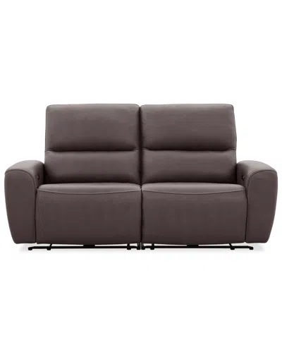 Macy's Symond 2-piece Leather 2 Power Motion Sofa In Brown