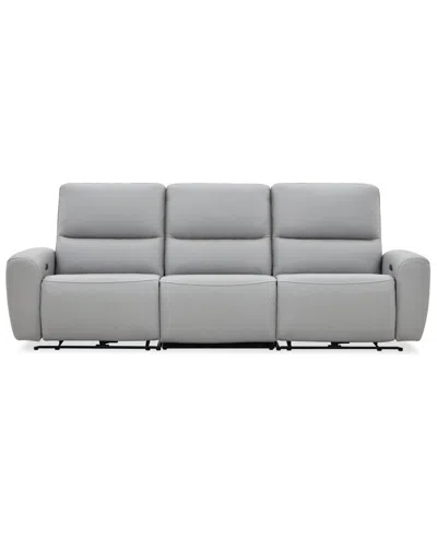 Macy's Symond 3-piece Leather 2 Power Motion Sofa In Gray