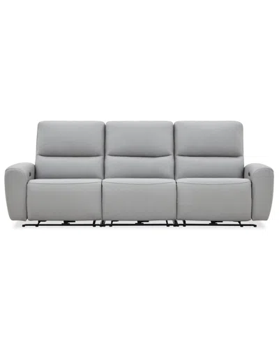 Macy's Symond 3-piece Leather 3 Power Motion Sofa In Gray