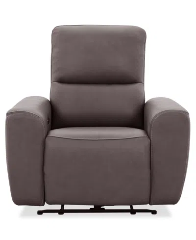 Macy's Symond 41" Leather Power Reclining Chair In Brown