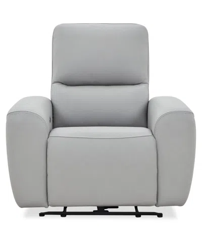 Macy's Symond 41" Leather Power Reclining Chair In Gray