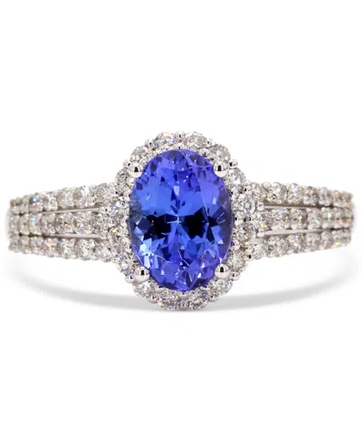 Macy's Tanzanite (1-1/4 Ct. T.w.) & Diamond (1/2 Ct. T.w.) Halo Multirow Ring In 10k White Gold