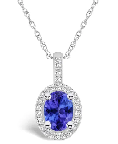 Macy's Tanzanite (1-1/4 Ct. T.w.) And Diamond (1/4 Ct. T.w.) Halo Pendant Necklace In White Gold