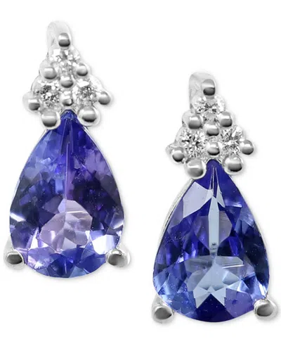 Macy's Tanzanite (1-1/6 Ct. T.w.) & Diamond (1/20 Ct. T.w.) Stud Earrings In Sterling Silver