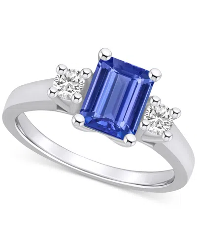 Macy's Tanzanite (1-5/8 Ct. T.w.) & Diamond (1/4 Ct. T.w.) Emerald-cut Ring In 14k Gold In White Gold