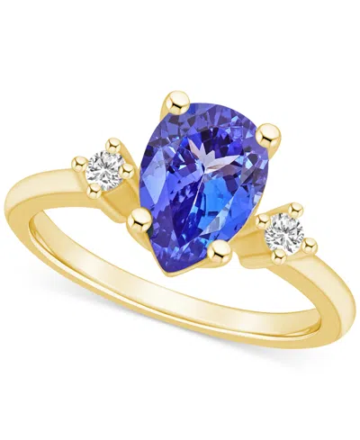 Macy's Tanzanite (1-7/8 Ct. T.w.) & Diamond (1/10 Ct. T.w.) Pear Ring In 14k Gold