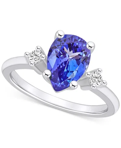 Macy's Tanzanite (1-7/8 Ct. T.w.) & Diamond (1/10 Ct. T.w.) Pear Ring In 14k Gold In White Gold