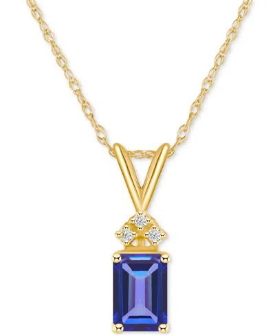 Macy's Tanzanite (1 Ct. T.w.) & Diamond Accent 18" Pendant Necklace In 14k Gold