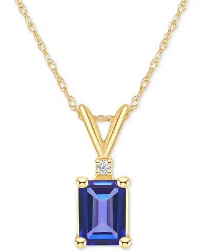 Macy's Tanzanite (1 Ct. T.w.) & Diamond Accent 18" Pendant Necklace In 14k Gold Or 14k White Gold In Blue