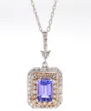 Macy's Tanzanite (1/2 Ct. T.w.) & Diamond (1/4 Ct. T.w.) Halo 17" Pendant Necklace In 10k White & Rose Gold In Tanzanite
