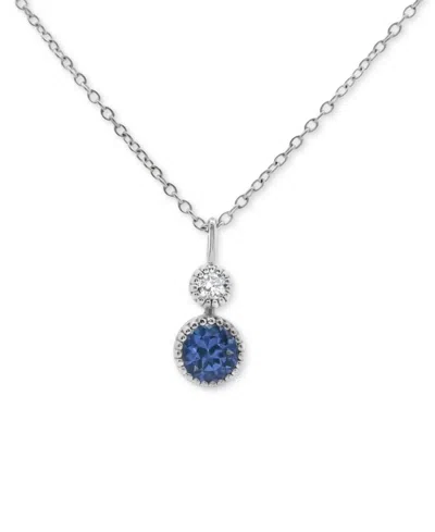 Macy's Tanzanite (1/2 Ct. T.w.) & White Sapphire (1/10 Ct. T.w.) Double Drop 18" Pendant Necklace In Sterli In Purple