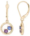 Macy's Tanzanite (1/4 Ct. T.w.) & Rose De France Amethyst (1/5 Ct. T.w.) Circle Drop Earrings In 14k Gold-p