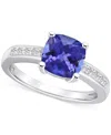 Macy's Tanzanite (2-1/3 Ct. T.w.) & Diamond (1/8 Ct. T.w.) Cushion Ring In 14k Gold In White Gold