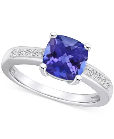 Macy's Tanzanite (2-1/3 Ct. T.w.) & Diamond (1/8 Ct. T.w.) Cushion Ring In 14k Gold In White Gold