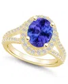 Macy's Tanzanite (2-3/4 Ct. T.w.) And Diamond (3/4 Ct. T.w.) Halo Ring In Gold