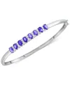 Macy's Tanzanite (3-1/8 Ct. T.w.) & Diamond (1/8 Ct. T.w.) Bangle Bracelet In 14k Gold Over Sterling Silver