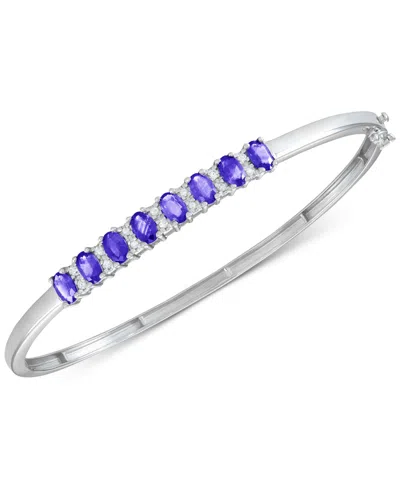 Macy's Tanzanite (3-1/8 Ct. T.w.) & Diamond (1/8 Ct. T.w.) Bangle Bracelet In 14k Gold Over Sterling Silver