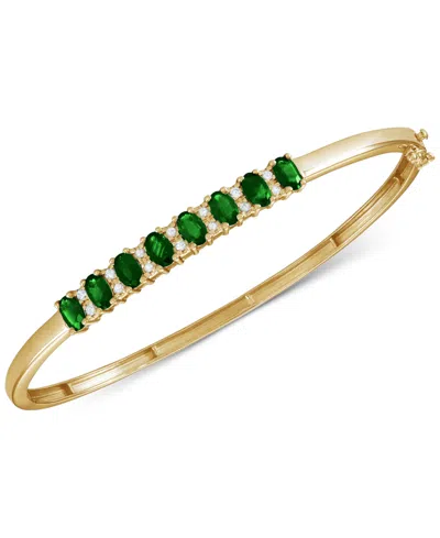 Macy's Tanzanite (3-1/8 Ct. T.w.) & Diamond (1/8 Ct. T.w.) Bangle Bracelet In 14k Gold Over Sterling Silver In Green