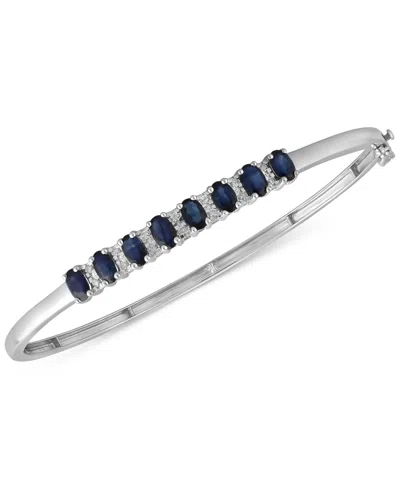 Macy's Tanzanite (3-1/8 Ct. T.w.) & Diamond (1/8 Ct. T.w.) Bangle Bracelet In 14k Gold Over Sterling Silver