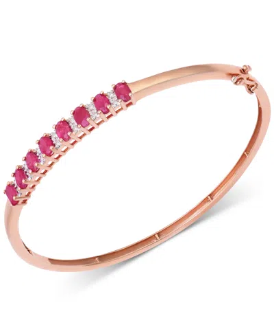 Macy's Tanzanite (3-1/8 Ct. T.w.) & Diamond (1/8 Ct. T.w.) Bangle Bracelet In 14k Gold Over Sterling Silver