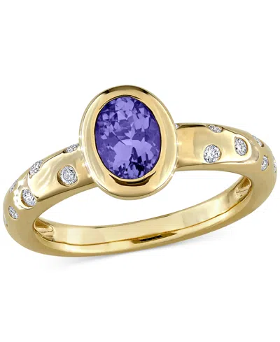 Macy's Tanzanite (3/4 Ct. T.w.) & Diamond (1/4 Ct. T.w.) Band In 10k Gold