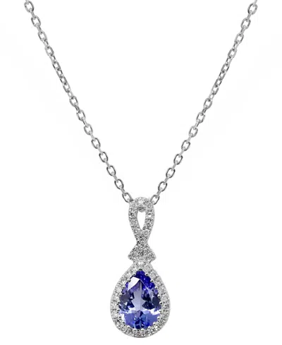 Macy's Tanzanite (5/8 Ct. T.w.) & Diamond (1/10 Ct. T.w.) Pendant Necklace In Sterling Silver In Metallic