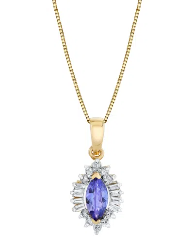 Macy's Tanzanite (5/8 Ct. T.w.) & Diamond (1/4 Ct. T.w.) Pendant Necklace In 10k Yellow Gold