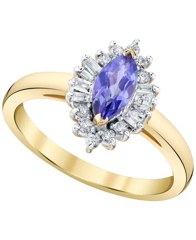 Macy's Tanzanite (5/8 Ct. T.w.) & Diamond (1/4 Ct. T.w.) Ring In 10k Yellow Gold