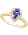 Macy's Tanzanite (7/8 Ct. T.w.) & Diamond (1/5 Ct. T.w.) Pear Halo Ring In 14k Gold In Gold