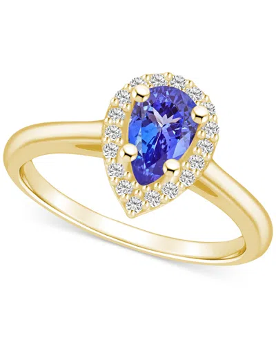 Macy's Tanzanite (7/8 Ct. T.w.) & Diamond (1/5 Ct. T.w.) Pear Halo Ring In 14k Gold