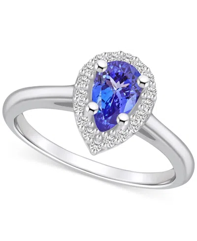 Macy's Tanzanite (7/8 Ct. T.w.) & Diamond (1/5 Ct. T.w.) Pear Halo Ring In 14k Gold In White Gold