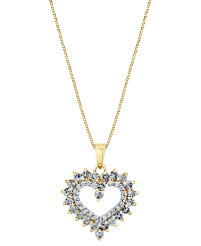 Macy's Tanzanite (7/8 Ct. T.w.) & Diamond (1/10 Ct. T.w.) Heart 18" Pendant Necklace In 10k Gold
