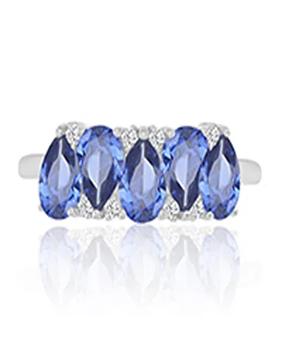 Macy's Tanzanite Cubic Zirconia Ring In Rhodium Over Sterling Silver In Red