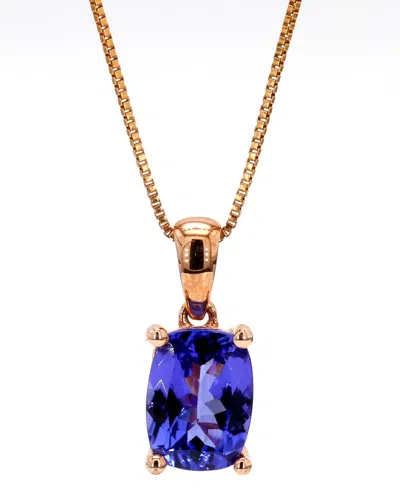 Macy's Tanzanite Cushion-cut Solitaire 18" Pendant Necklace (1-1/2 Ct. T.w.) In 10k Rose Gold