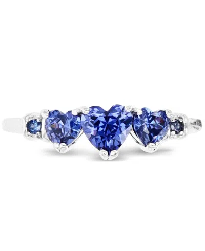 Macy's Tanzanite Heart Shape Anniversary Band Ring (1.596 Ct. T.w.) In Sterling Silver