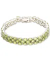 Macy's Tanzanite Oval-cut Triple Row Bracelet (17-3/8 Ct. T.w.) In Sterling Silver (also Available In Perid In Green