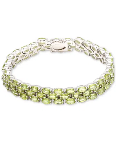 Macy's Tanzanite Oval-cut Triple Row Bracelet (17-3/8 Ct. T.w.) In Sterling Silver (also Available In Perid In Green