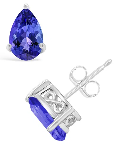 Macy's Tanzanite Stud Earrings (1-3/4 Ct. T.w.) In 14k Yellow Gold (also In 14k White Gold) In Blue