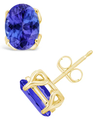 Macy's Tanzanite Stud Earrings (2-5/8 Ct. T.w.) In 14k Yellow Gold (also In 14k White Gold) In Purple