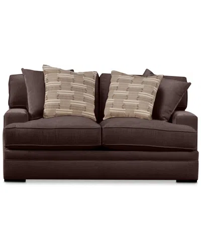 Macy's Teddie 66" Fabric Loveseat In Brown